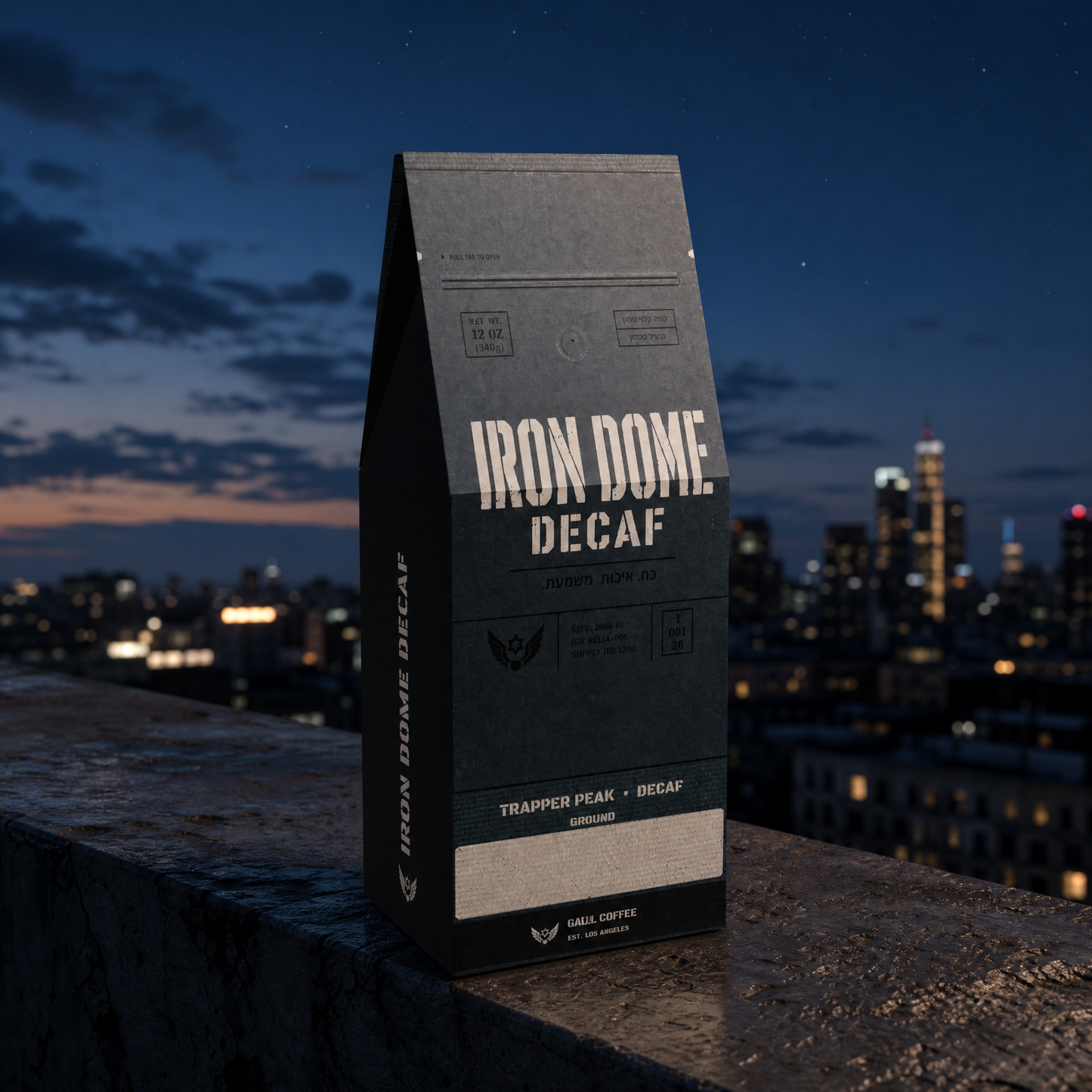 Iron Dome Decaf — Galil Coffee lifestyle scene