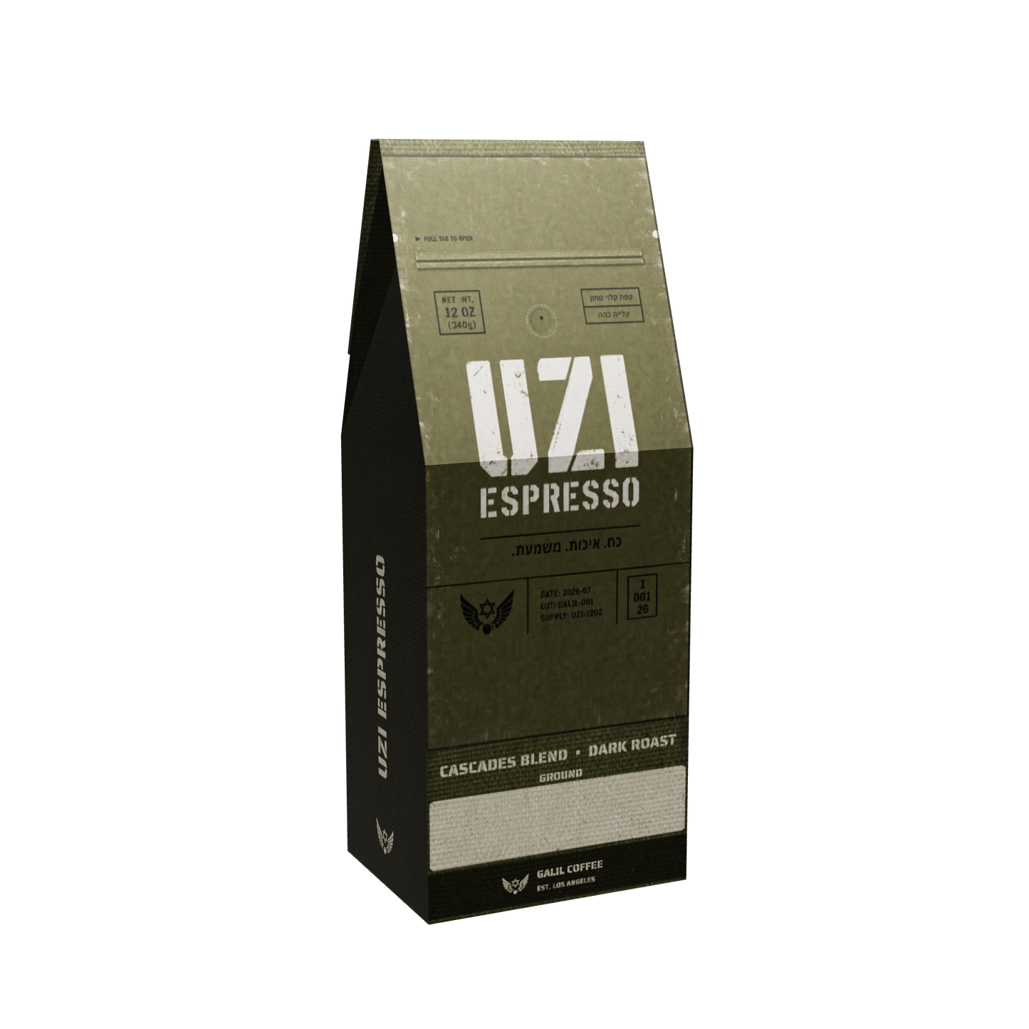 Uzi Espresso — Galil Coffee front of bag