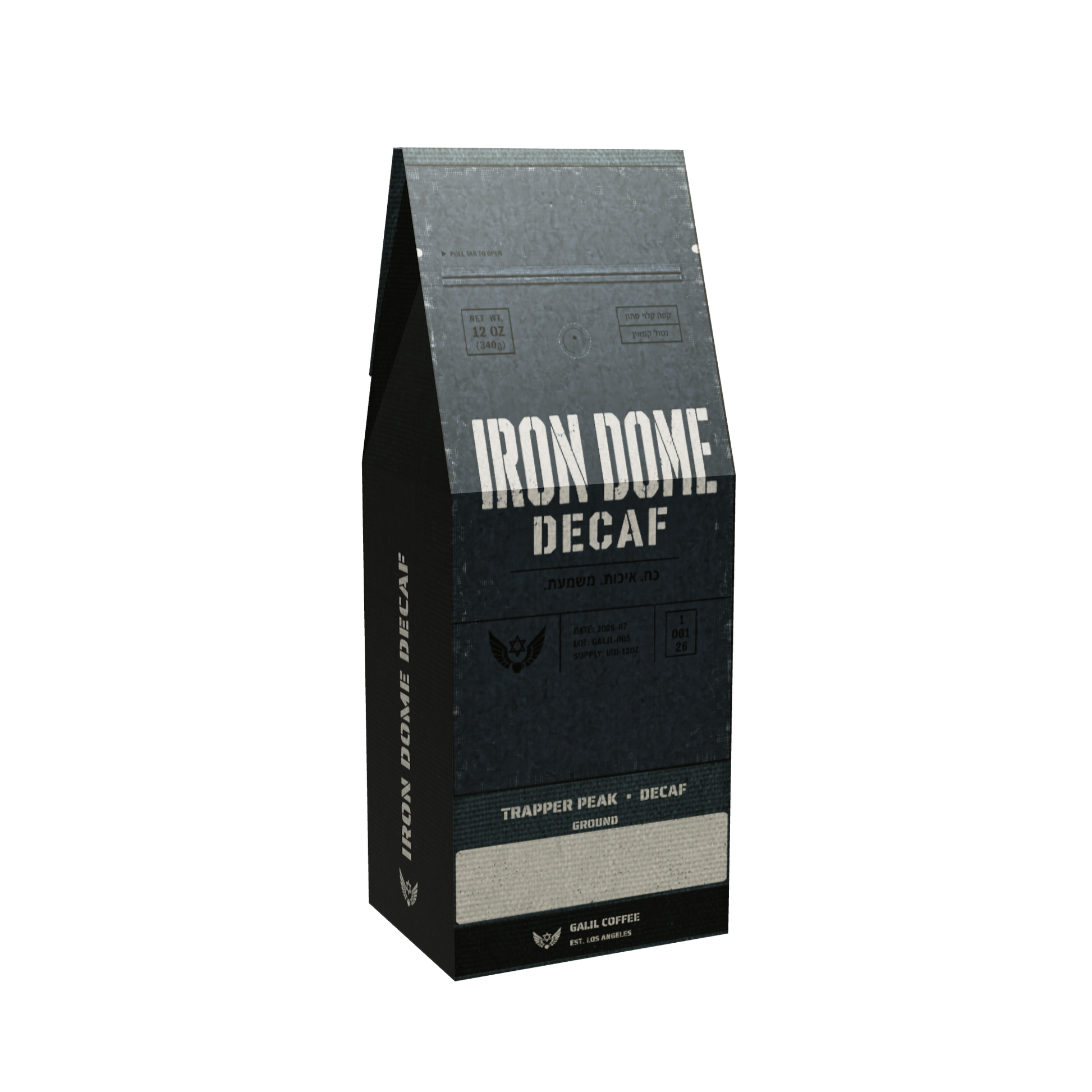 Iron Dome Decaf — Galil Coffee front of bag